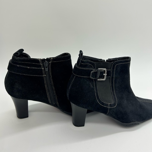 Aerosoles Black Ankle Suede Heeled Boots - Picture 6 of 8